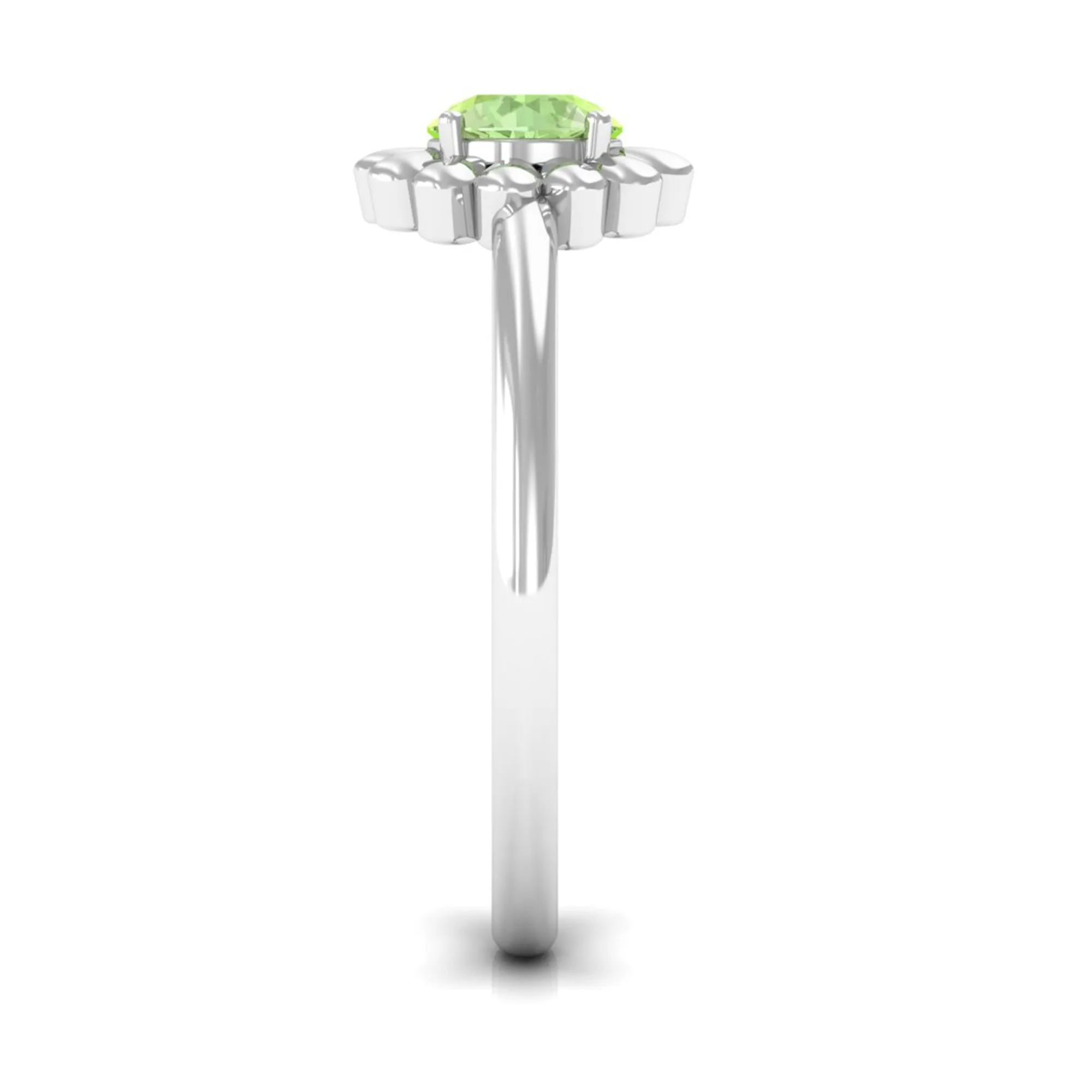 Real Green Sapphire Solitaire Flower Promise Ring