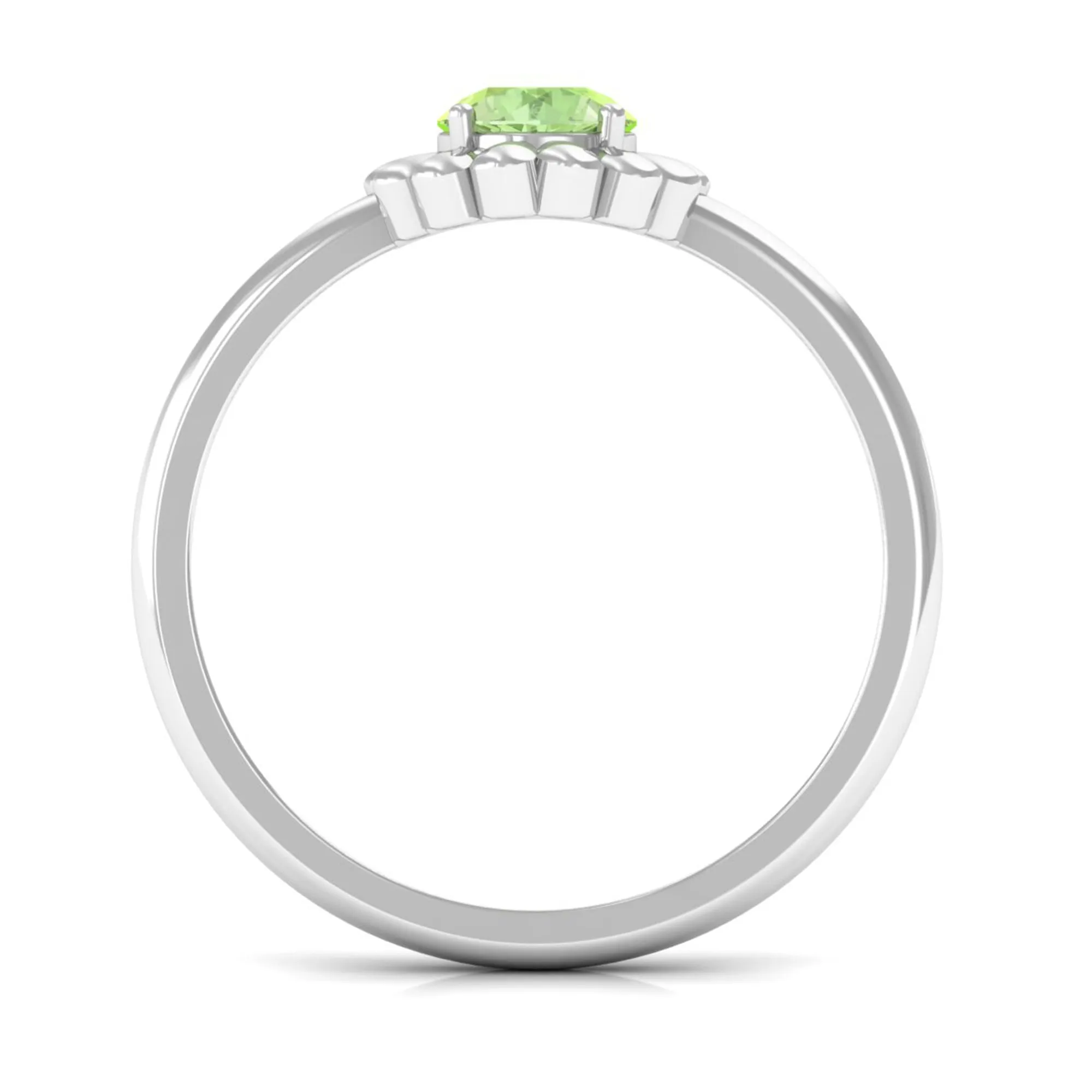 Real Green Sapphire Solitaire Flower Promise Ring