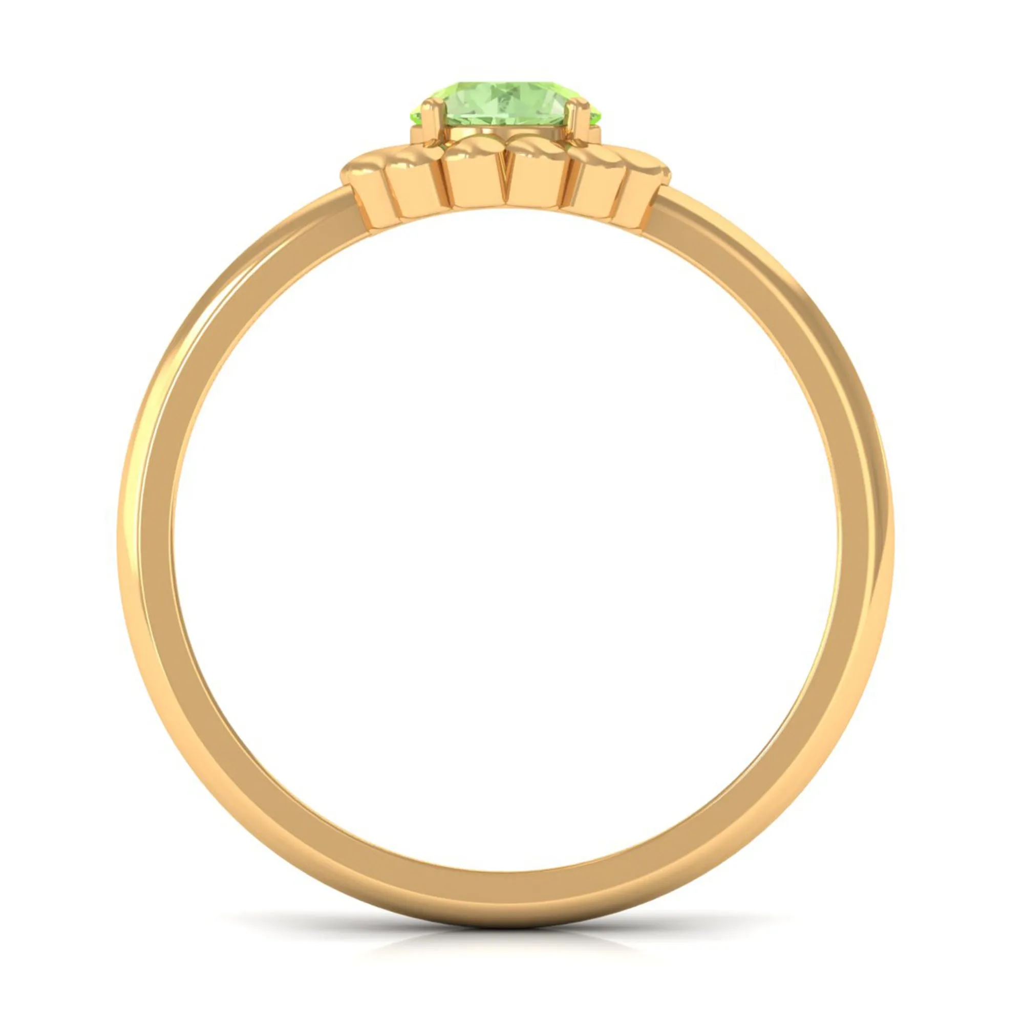 Real Green Sapphire Solitaire Flower Promise Ring