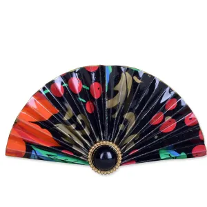 Red/Black Fan Brooch