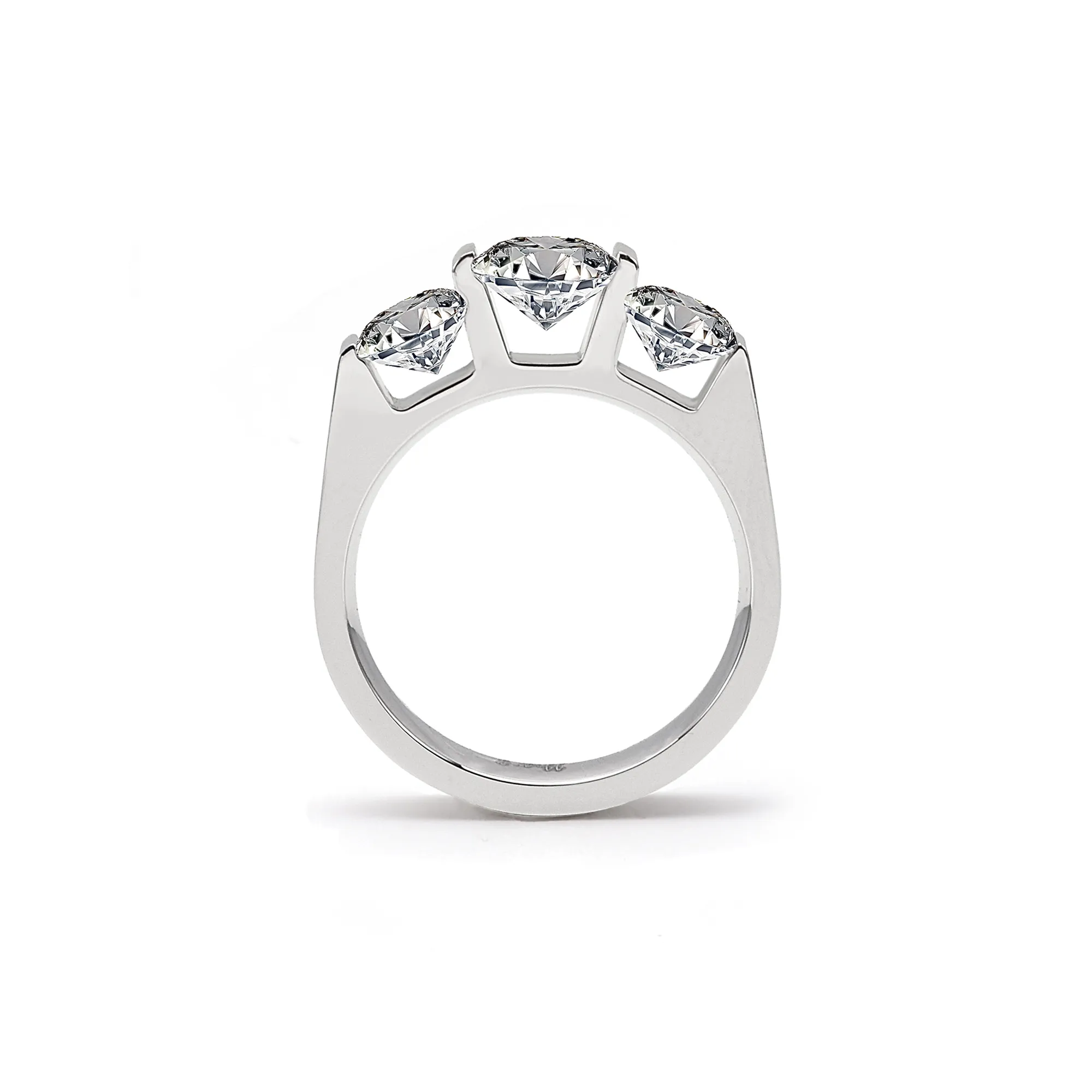 RG203W B.Tiff 3-Stone Cushion Cut Stainless Steel Engagement Ring