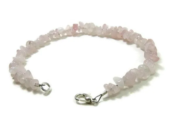 Rose Quartz Crystal Anklet | Pink Beaded Stone Ankle Bracelet