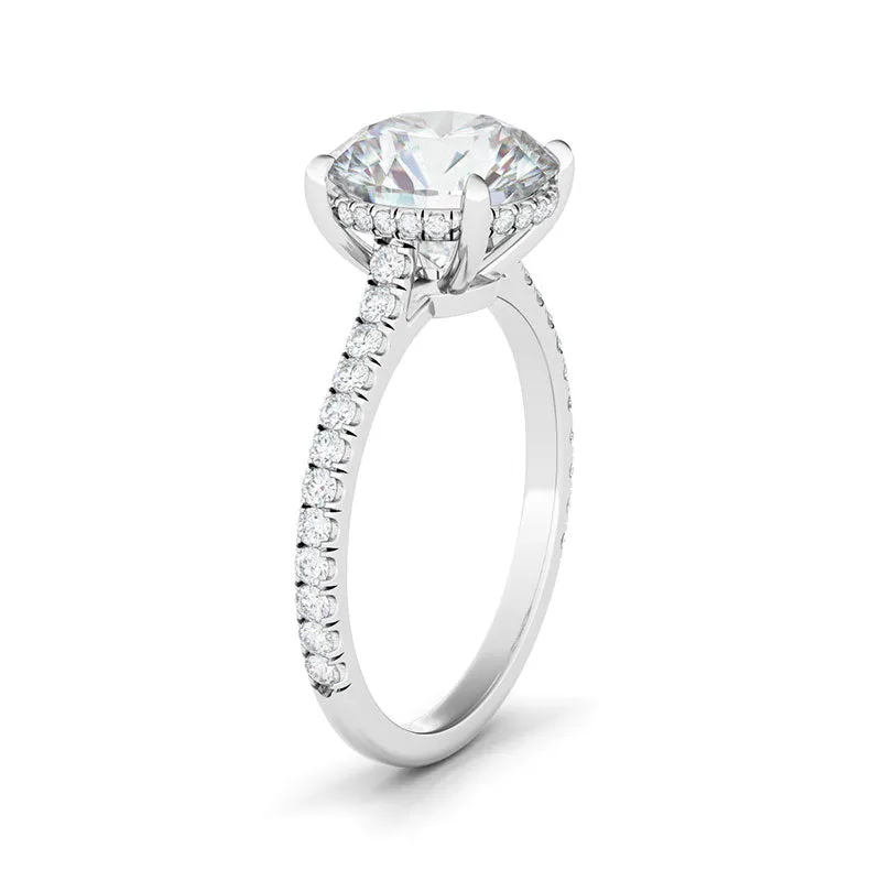 Round Brilliant Diamond Ring With Pave Diamonds