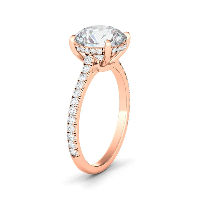 Round Brilliant Diamond Ring With Pave Diamonds