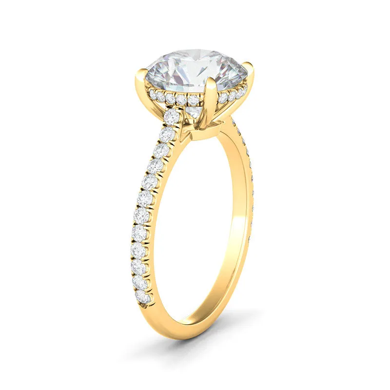 Round Brilliant Diamond Ring With Pave Diamonds