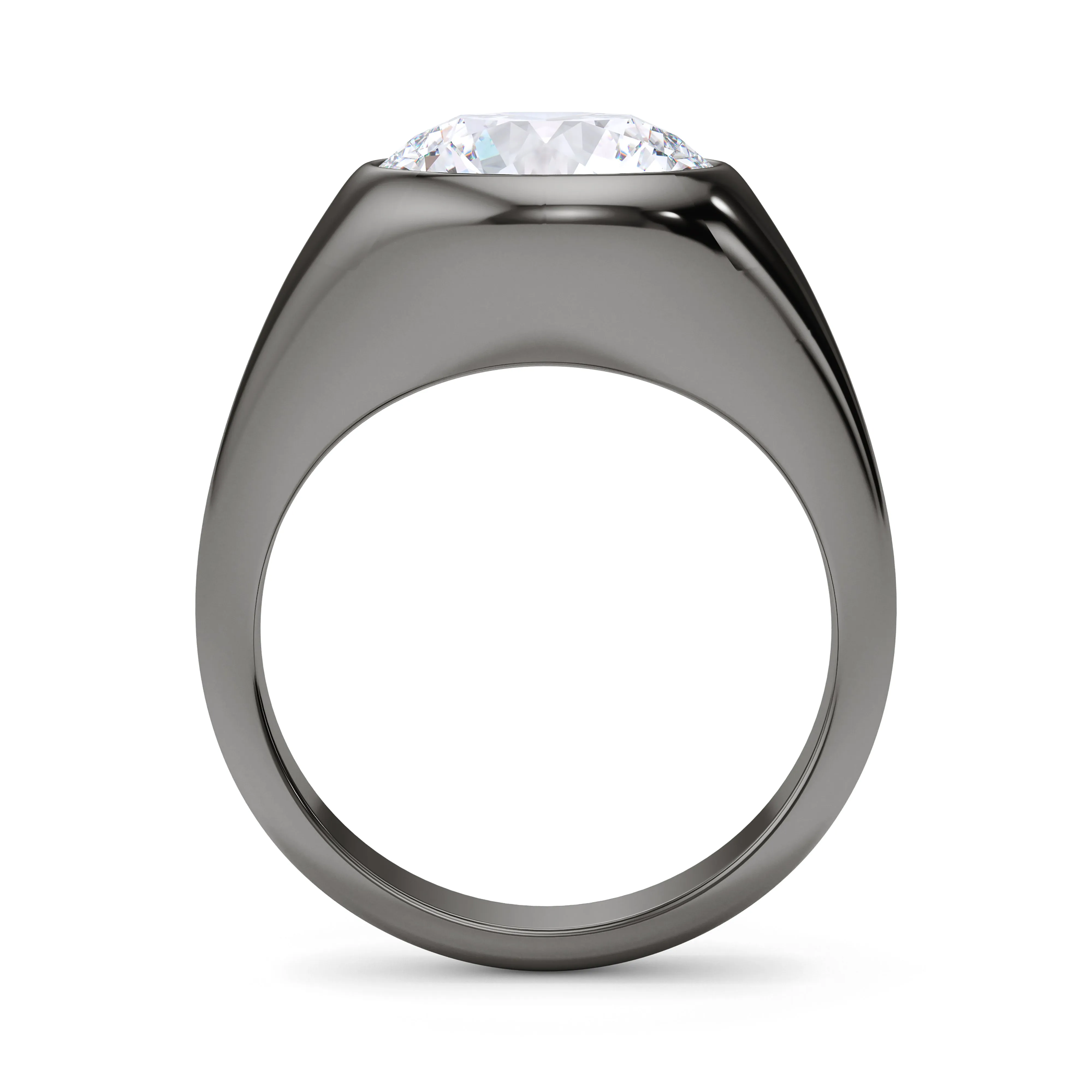 Round Cut Diamond Cigar Bezel Ring