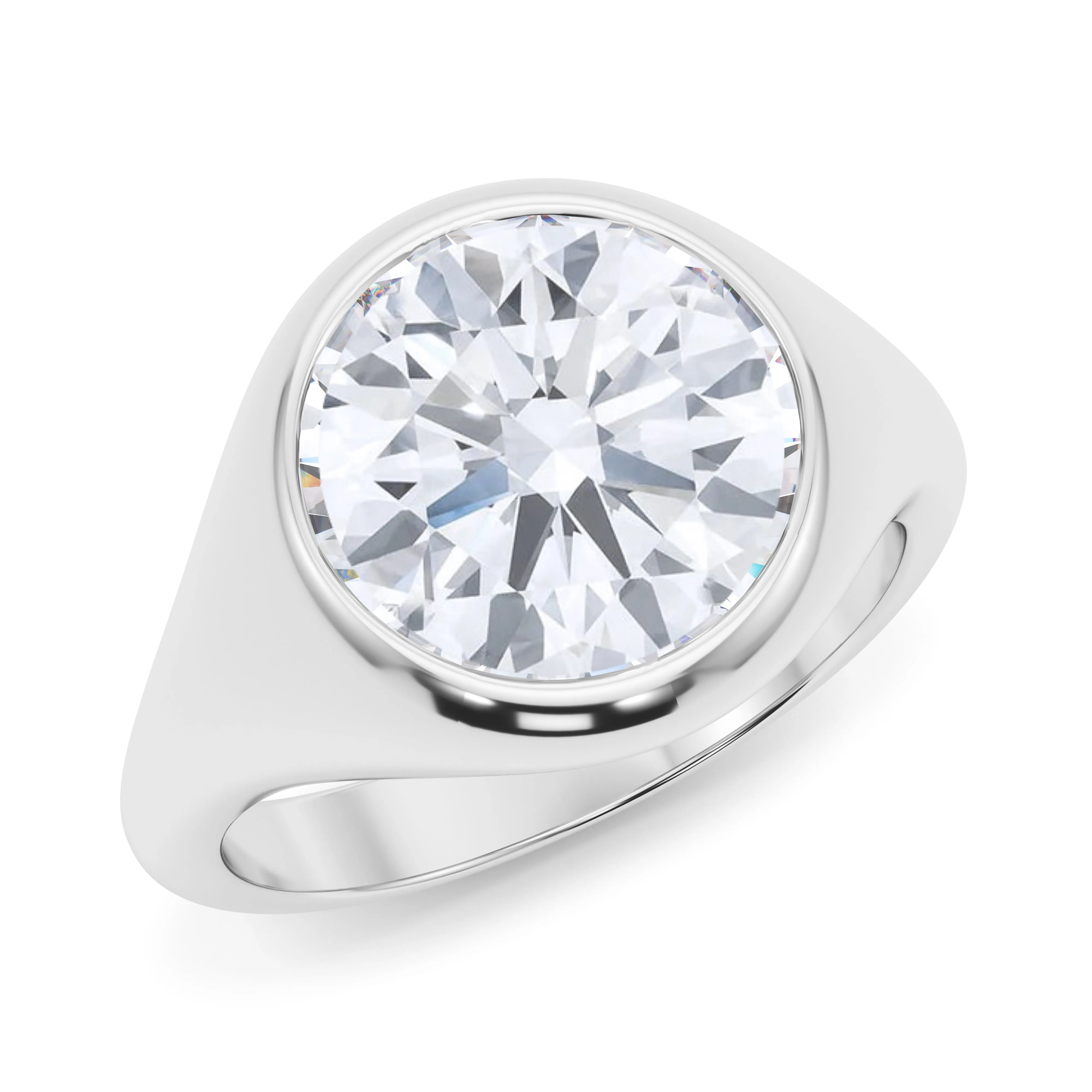 Round Cut Diamond Cigar Bezel Ring