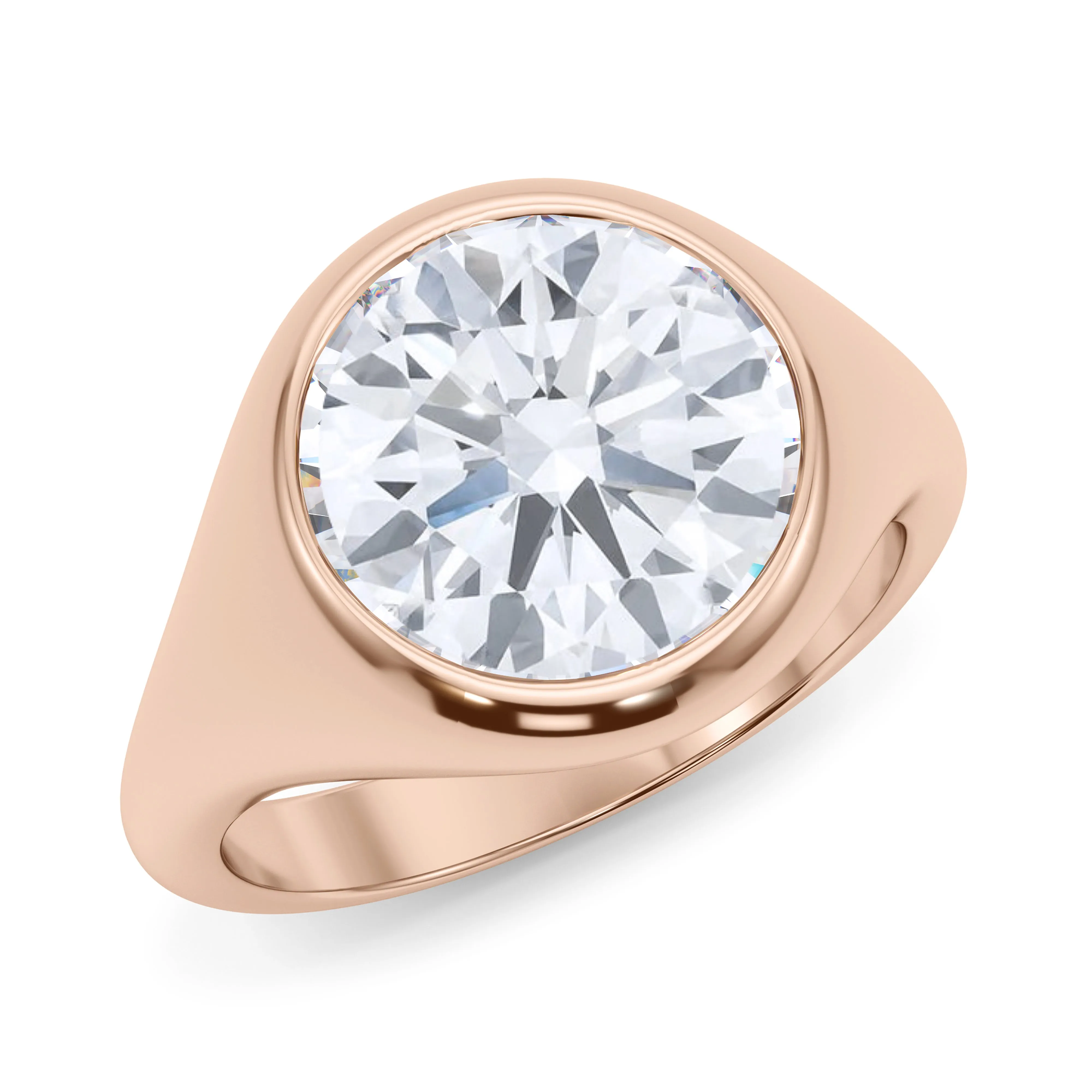 Round Cut Diamond Cigar Bezel Ring