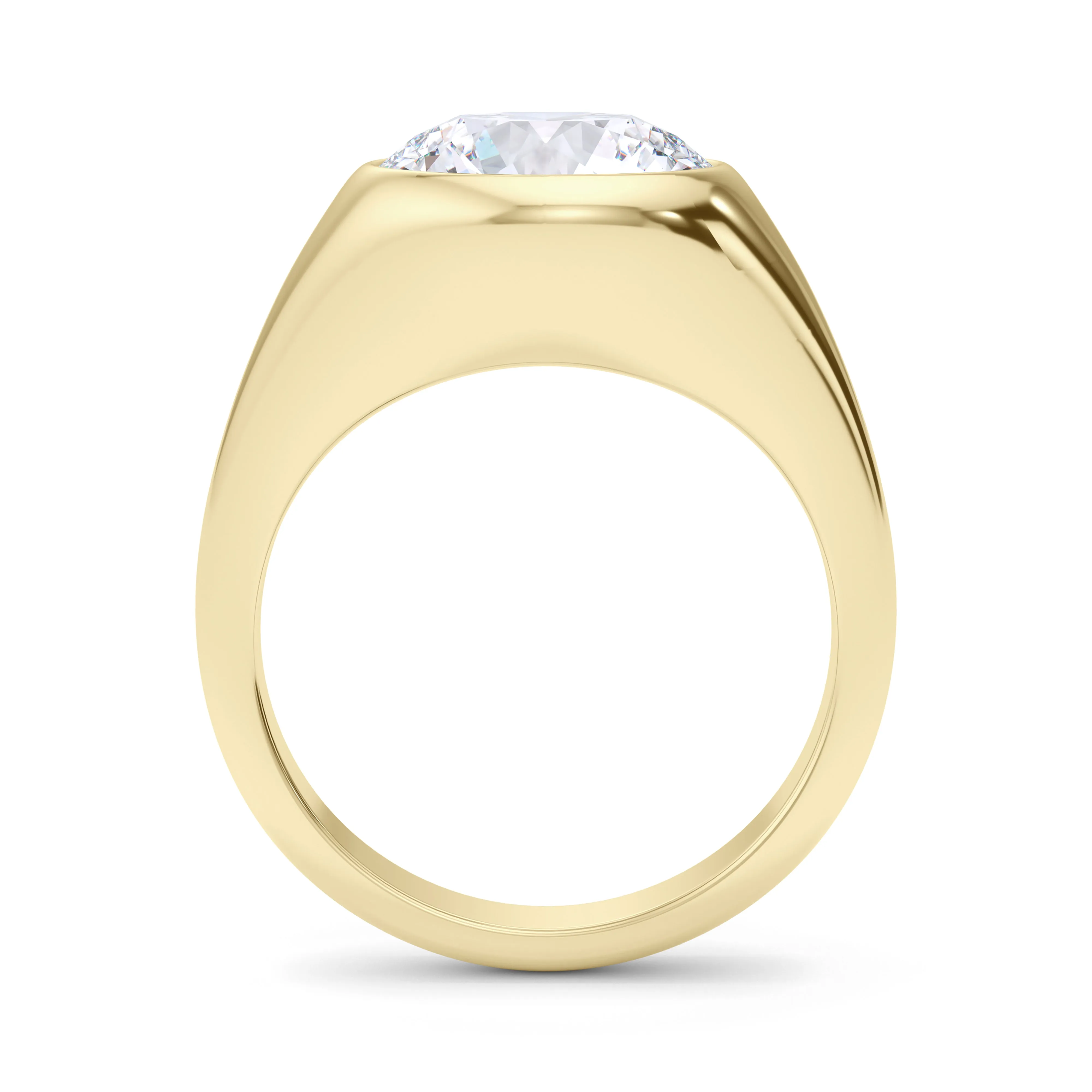 Round Cut Diamond Cigar Bezel Ring