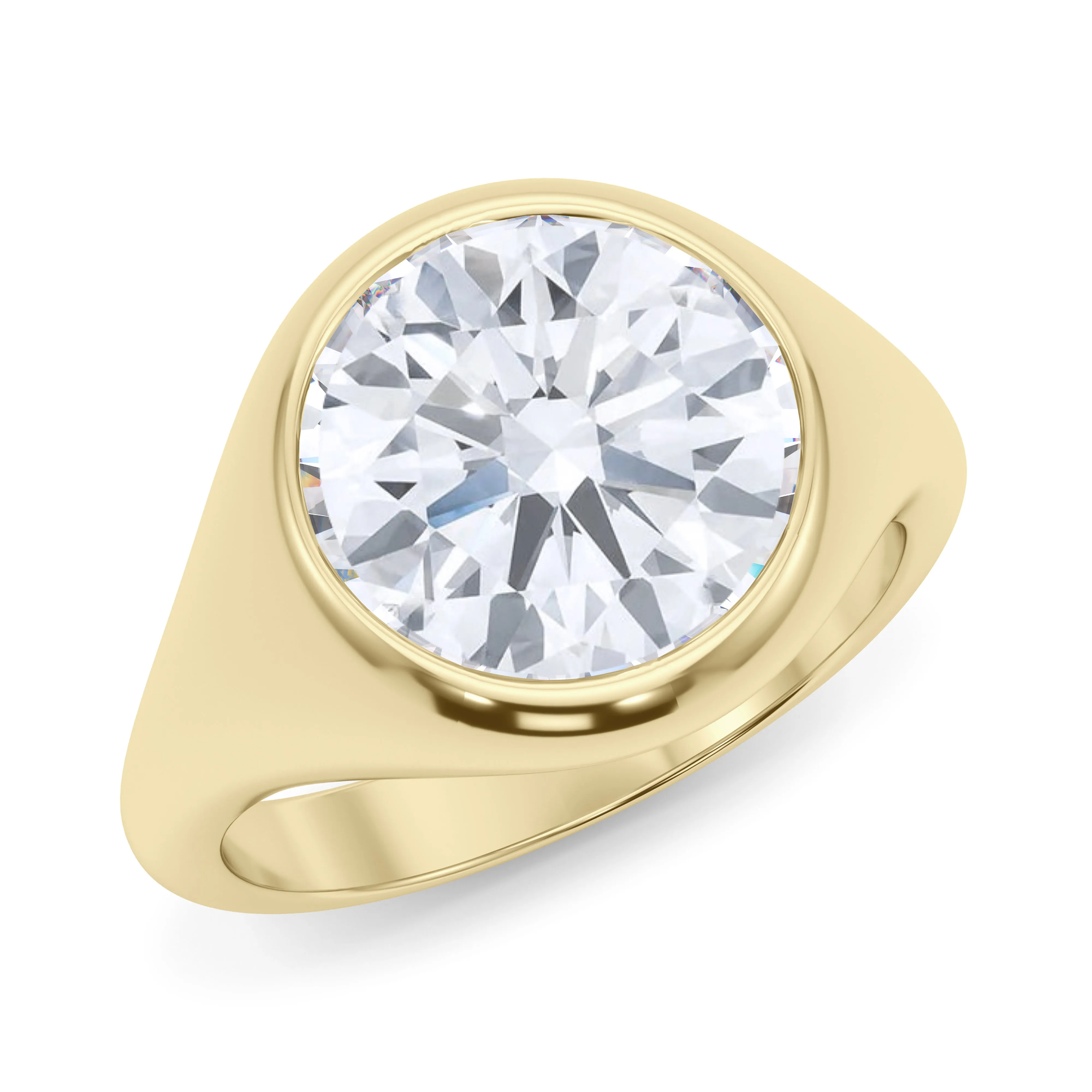 Round Cut Diamond Cigar Bezel Ring