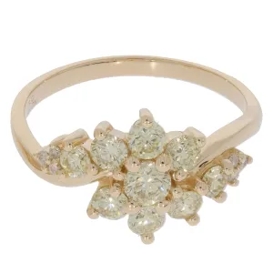 Round Green Peridot 14K Yellow Gold Ring with Accent