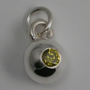 Silver Ball & Stone Charm with Peridot