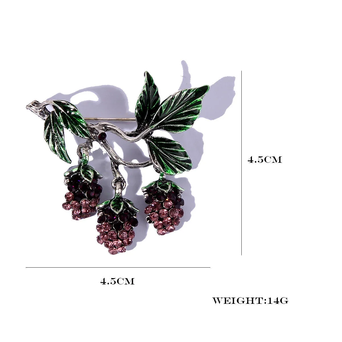 SISSLIA Fashion Jewelry Stylish Dripping Vintage Full Diamond Purple Grape Fruit Brooch