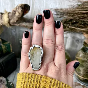 Size 8 Raw Citrine Crystal Point Ring Set in Fine Silver  / Foxlark Collection - One of a Kind