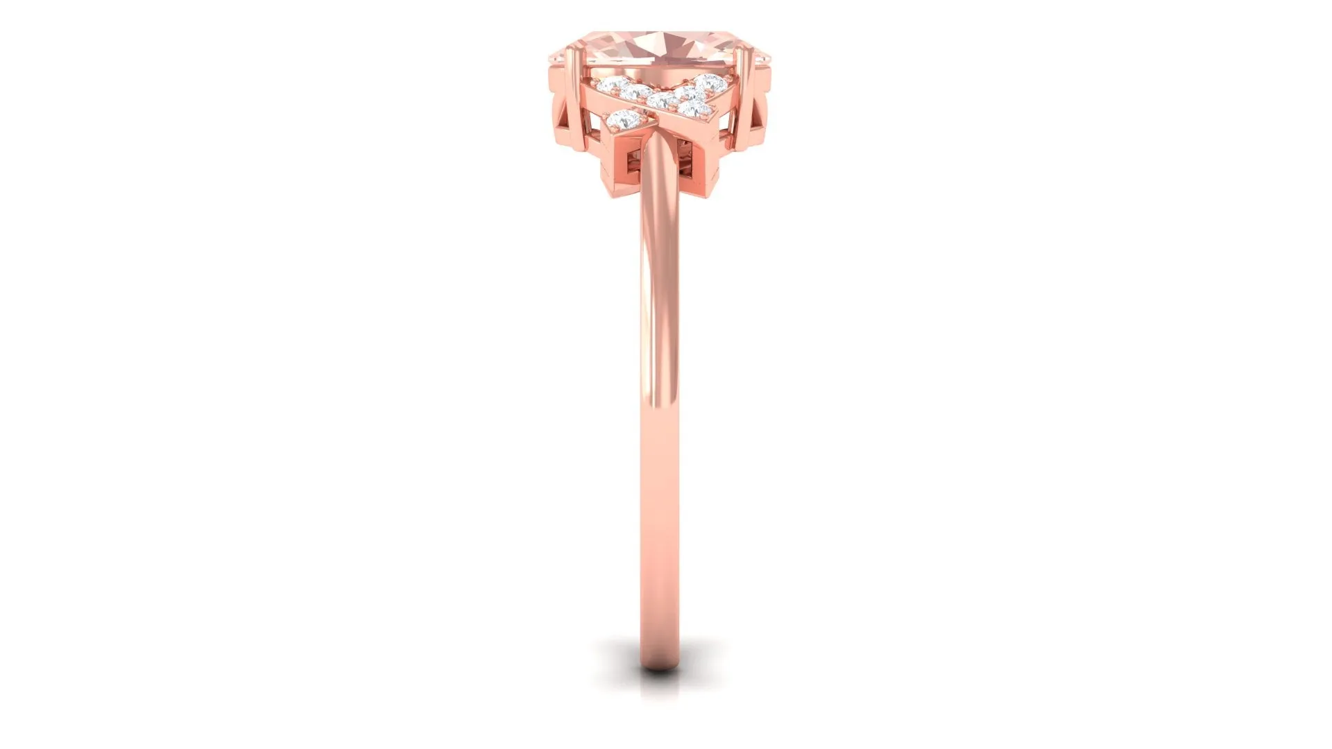 Split Shank Oval Morganite and Diamond Solitaire Engagement Ring