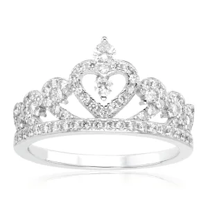 Sterling Silver Cubic Zirconia Tiara Ring