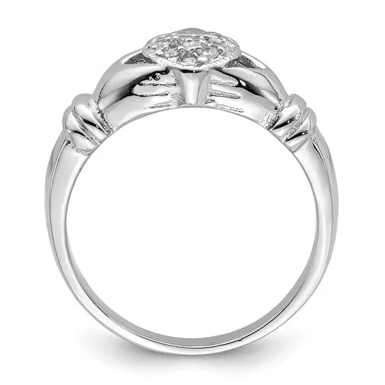 Sterling Silver CZ Claddagh Ring