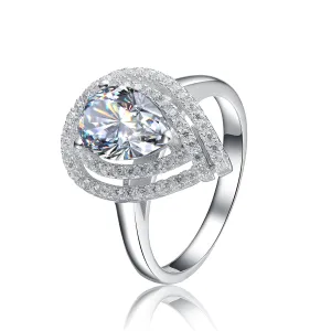 Sterling Silver Pear Cubic Zirconia Ring