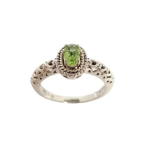 Sterling Silver Peridot Cable Filigree Ring