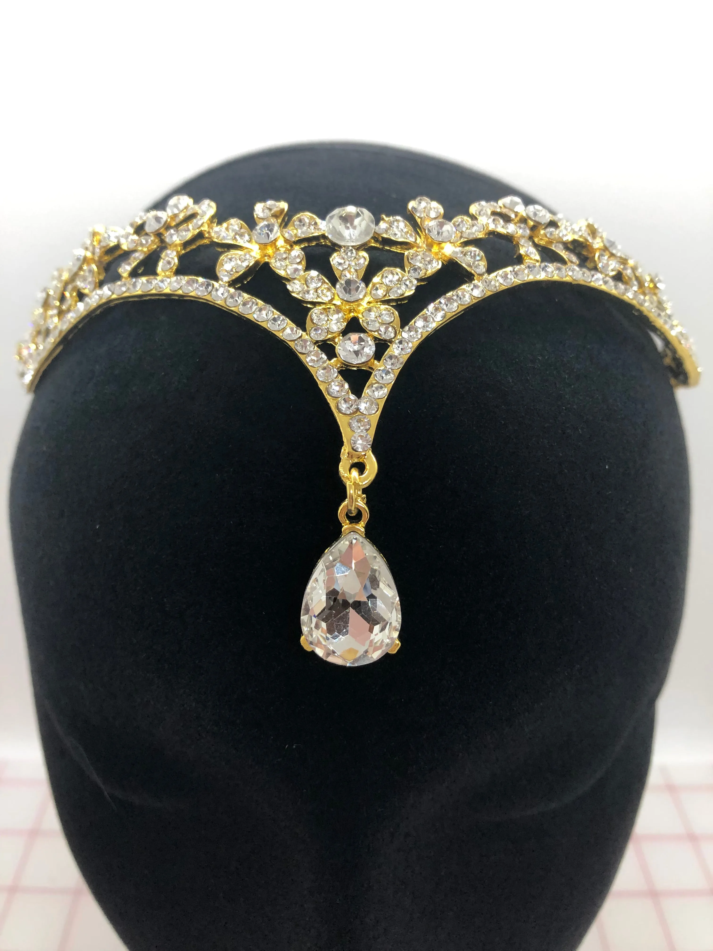 Tiara - Forehead-Point Crystal and Gold