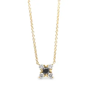 Valentina Gold Necklace Black & White Diamonds