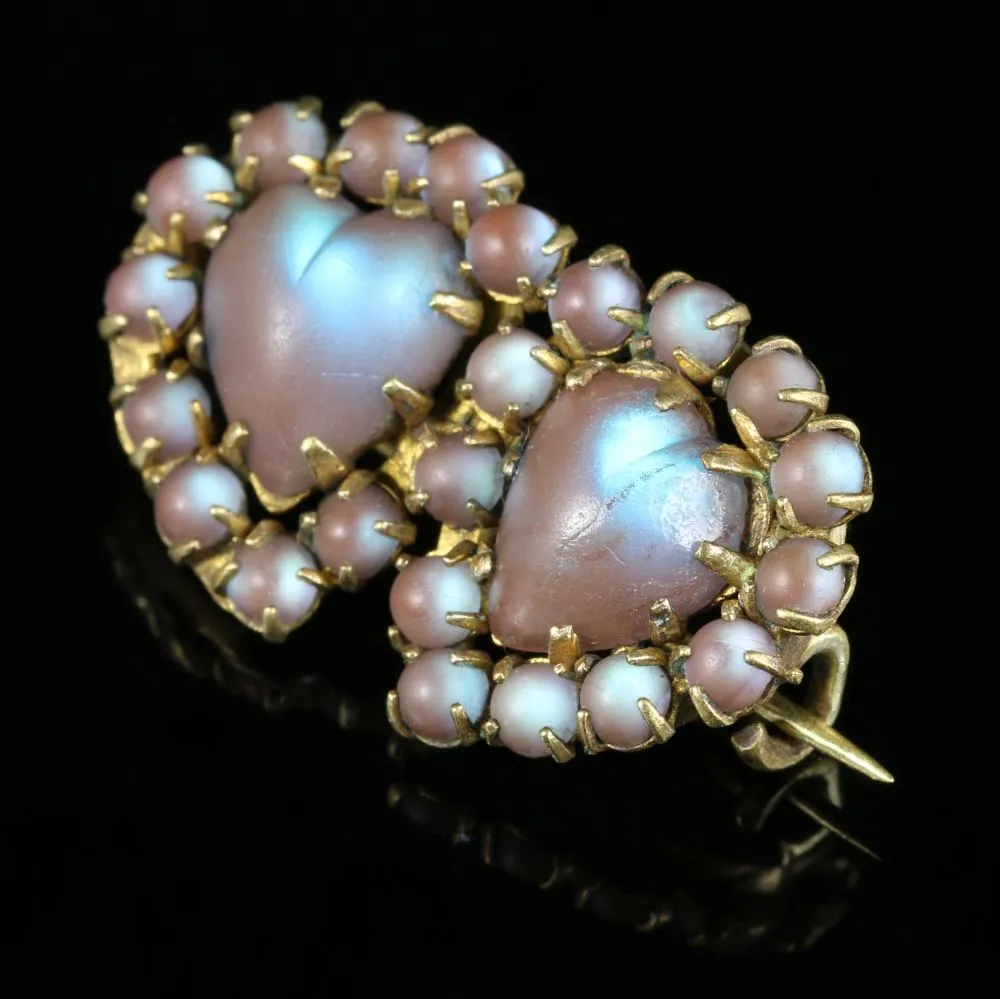 Victorian Saphiret Double Heart Brooch Circa 1900