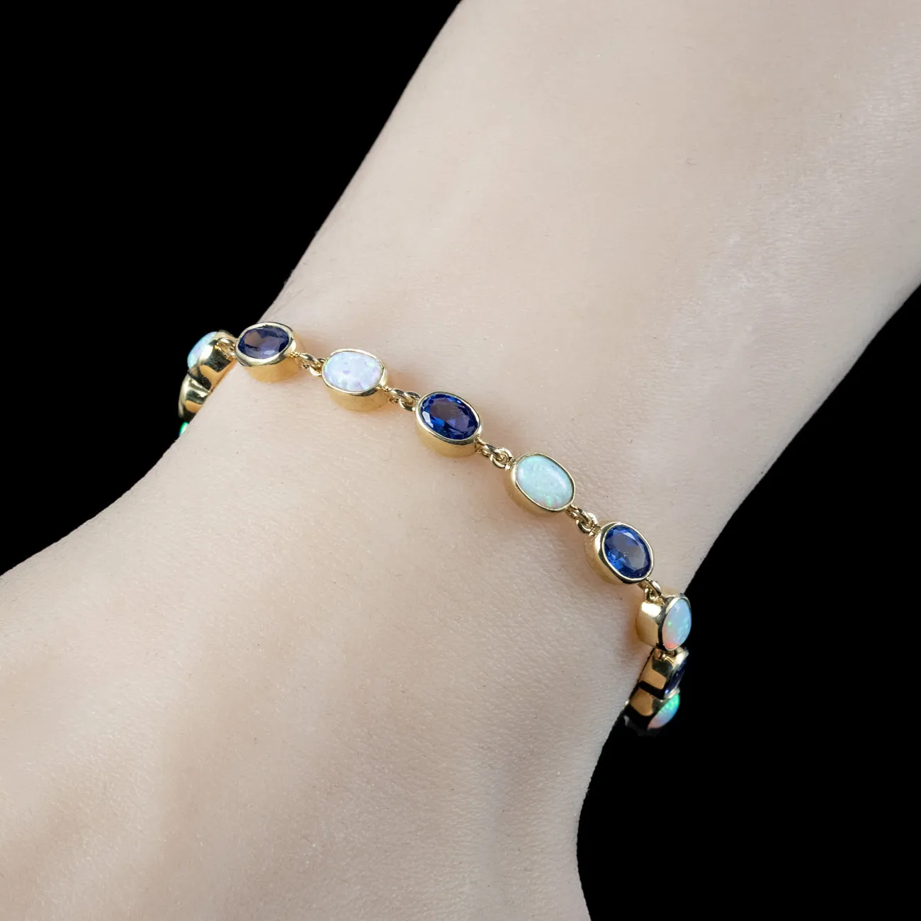 Victorian Style Opal Blue Paste Bracelet 9ct Gold