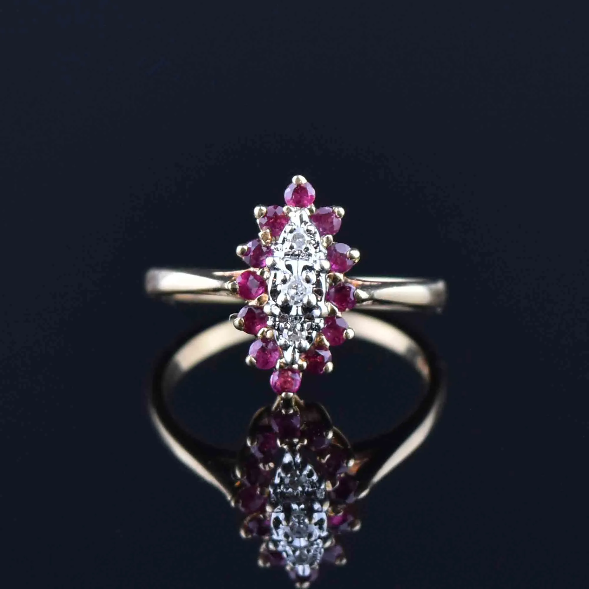 Vintage 10K Gold Diamond Ruby Ring, Sz 5.75