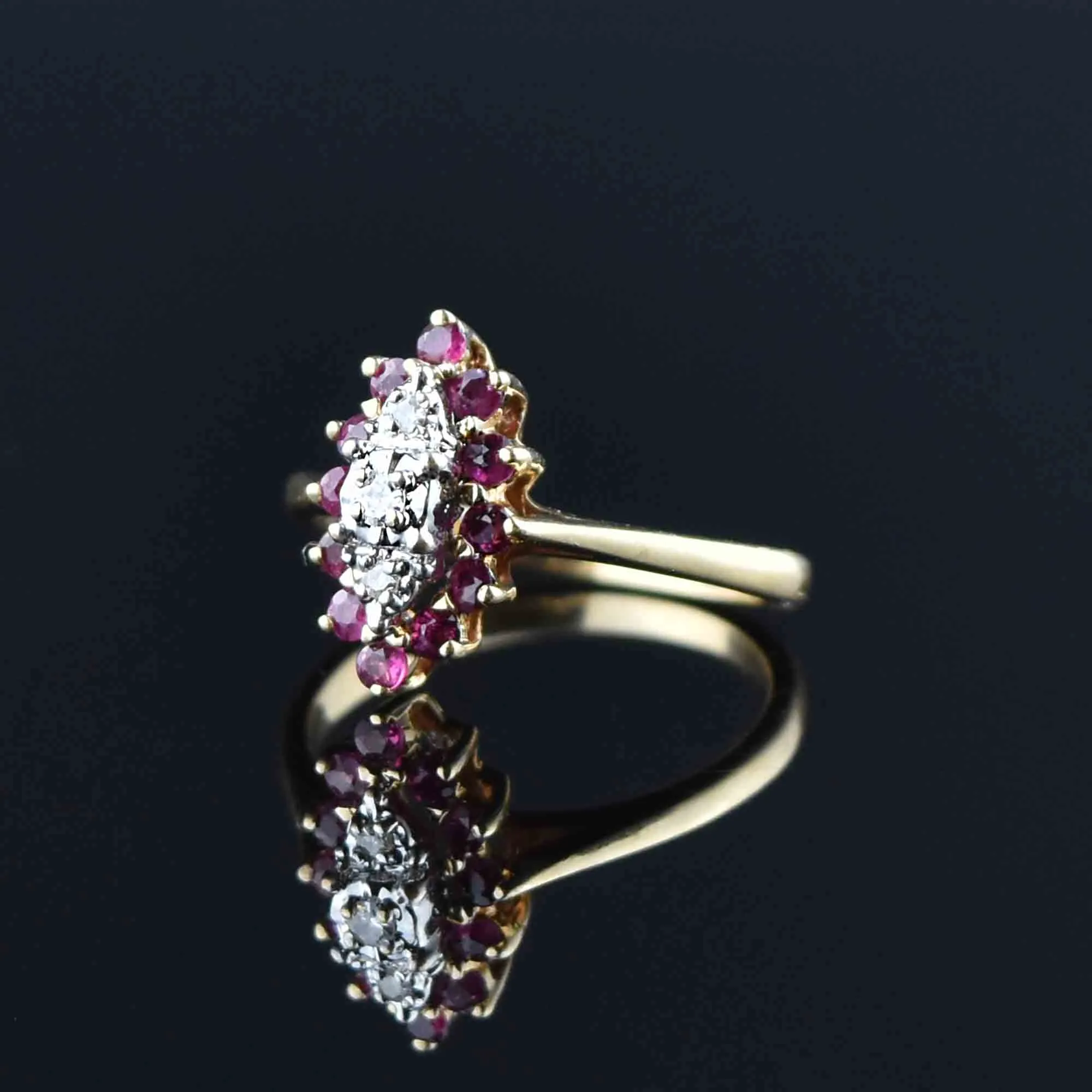 Vintage 10K Gold Diamond Ruby Ring, Sz 5.75