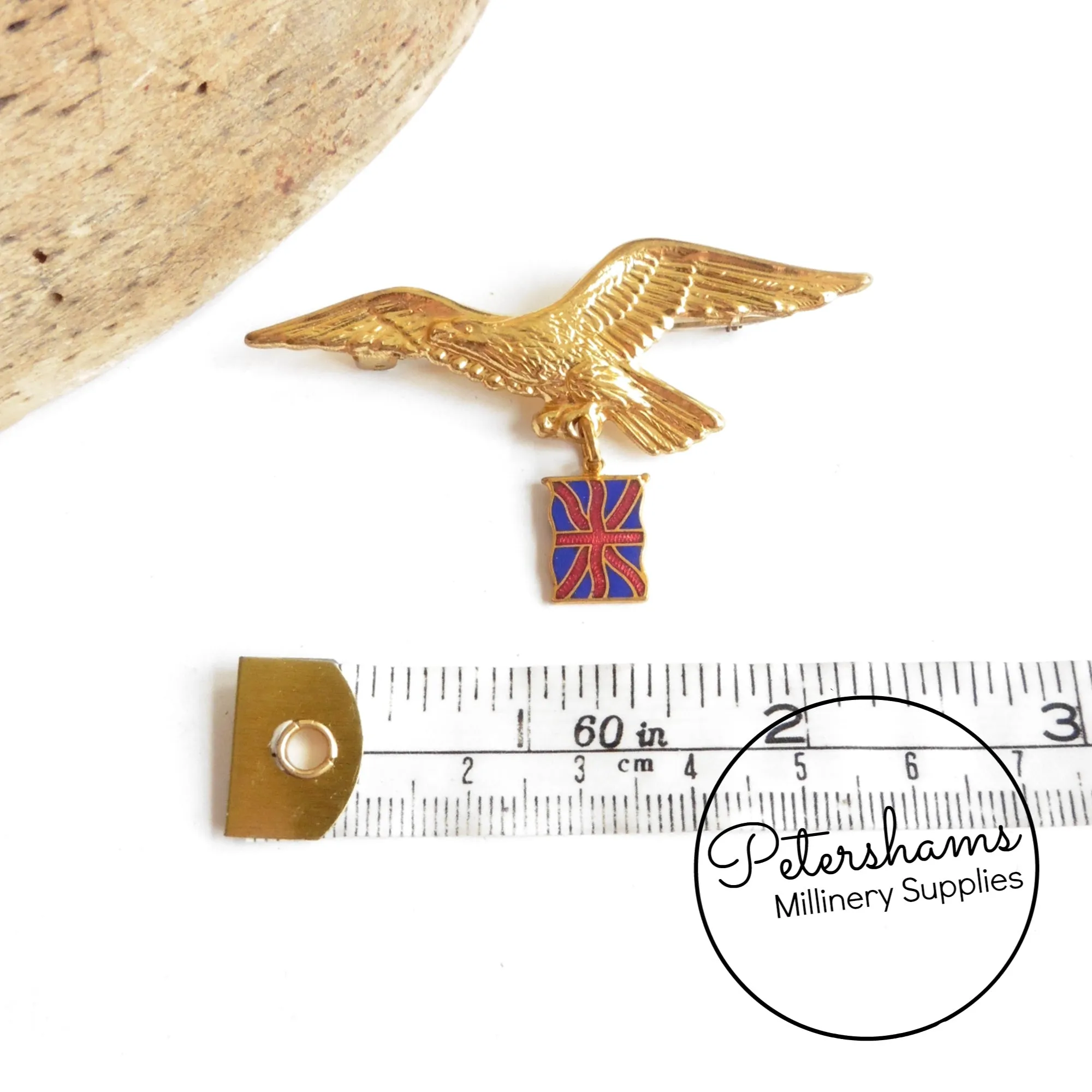 Vintage 1940s Union Flag Eagle Brooch Pin