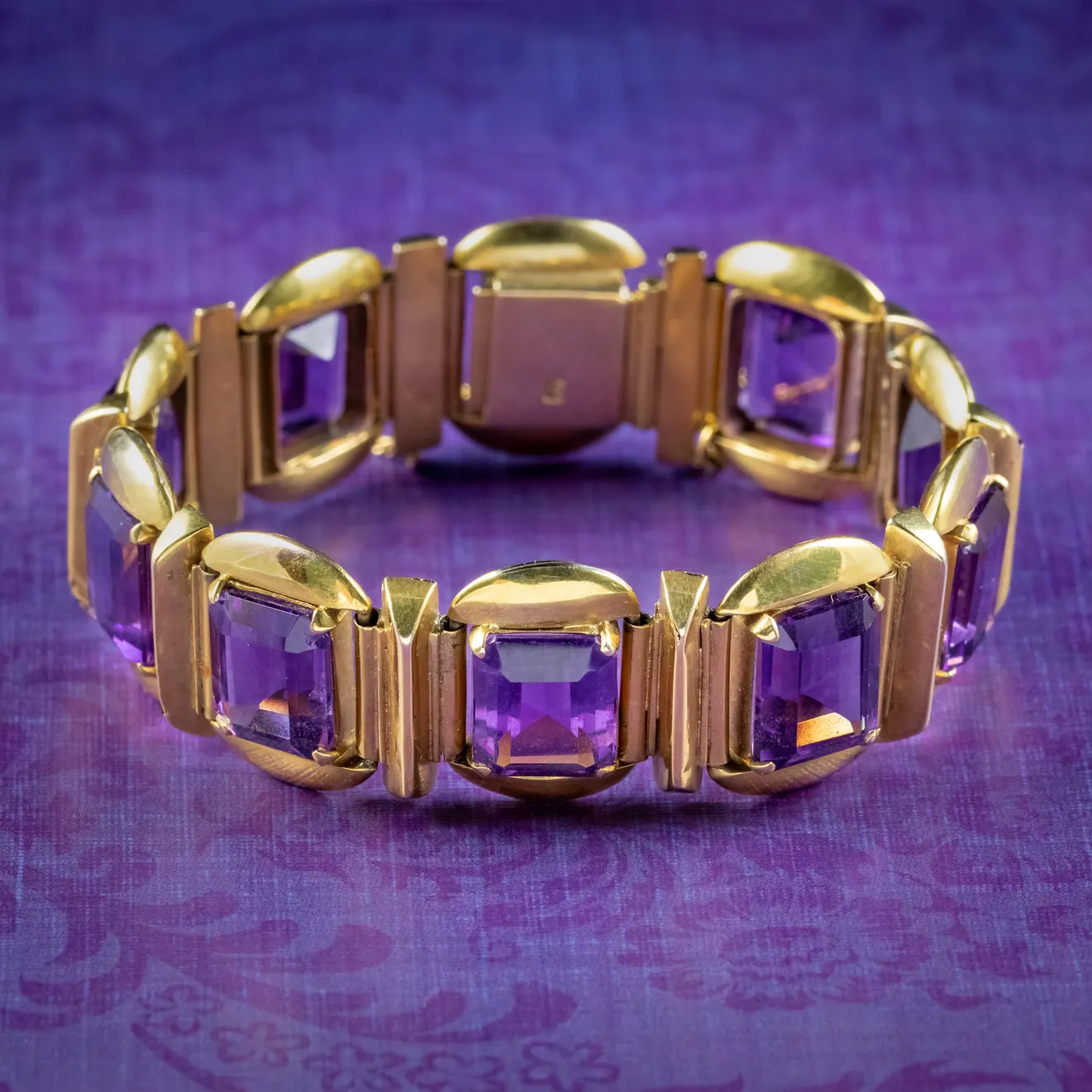 Vintage Amethyst Bracelet 9ct Gold 50ct Amethyst Circa 1970