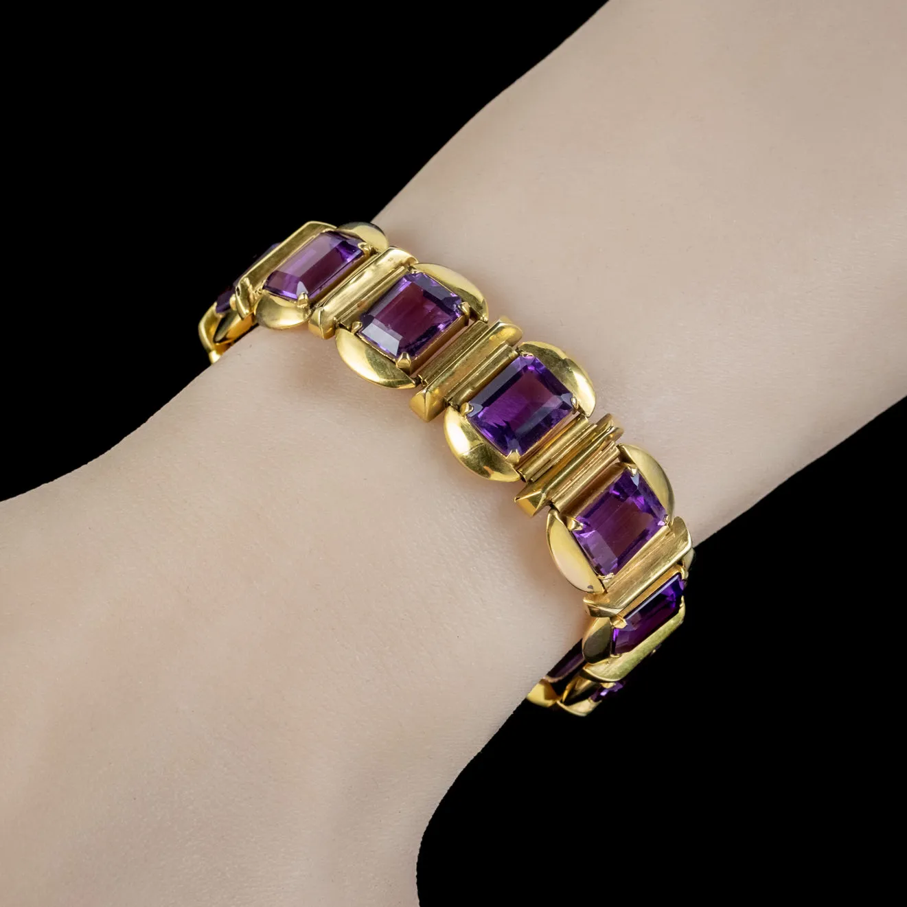 Vintage Amethyst Bracelet 9ct Gold 50ct Amethyst Circa 1970