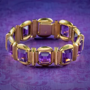 Vintage Amethyst Bracelet 9ct Gold 50ct Amethyst Circa 1970