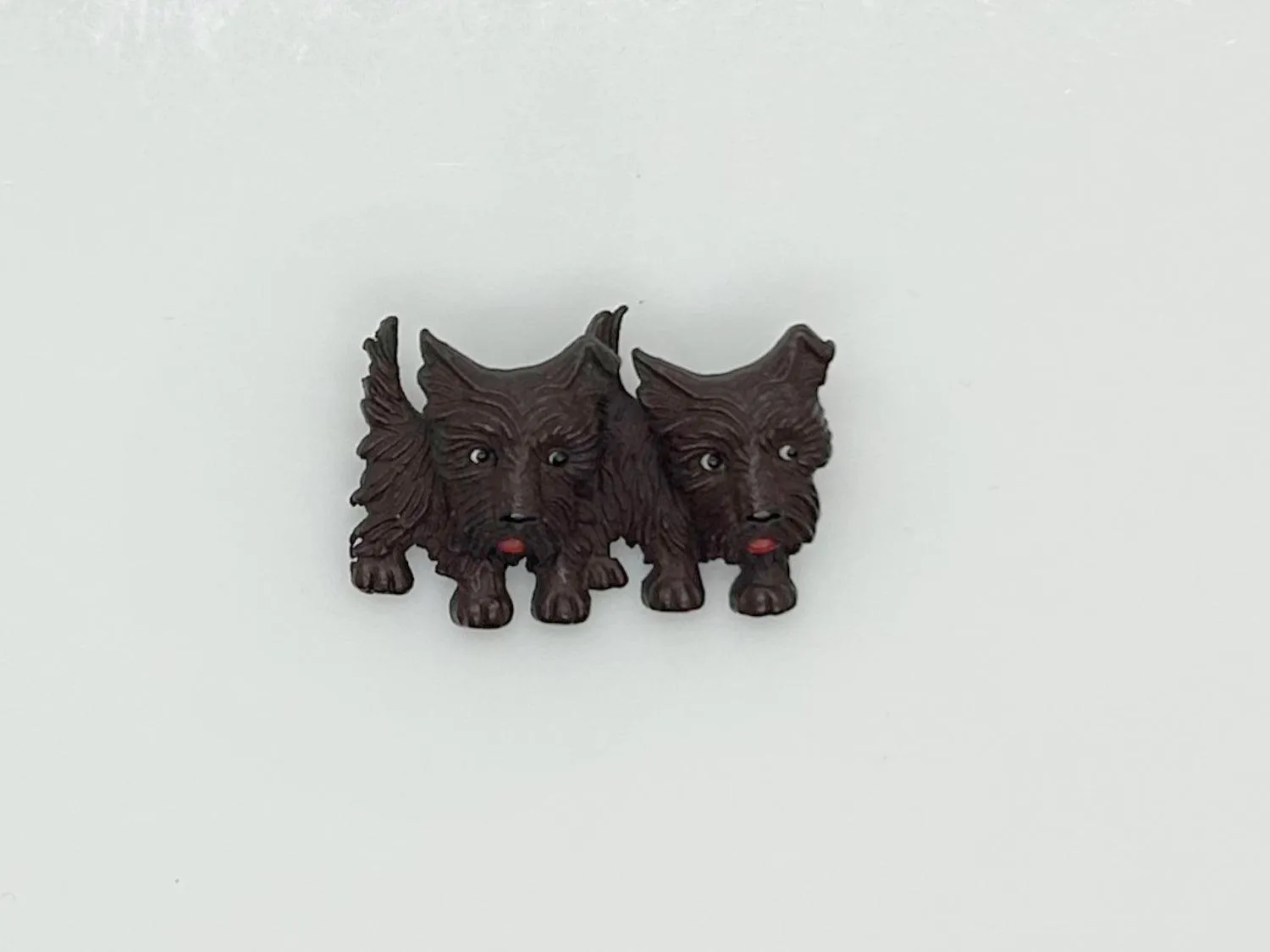 Vintage Czech Chocolate Brown Celluloid Scottie Dogs Brooch