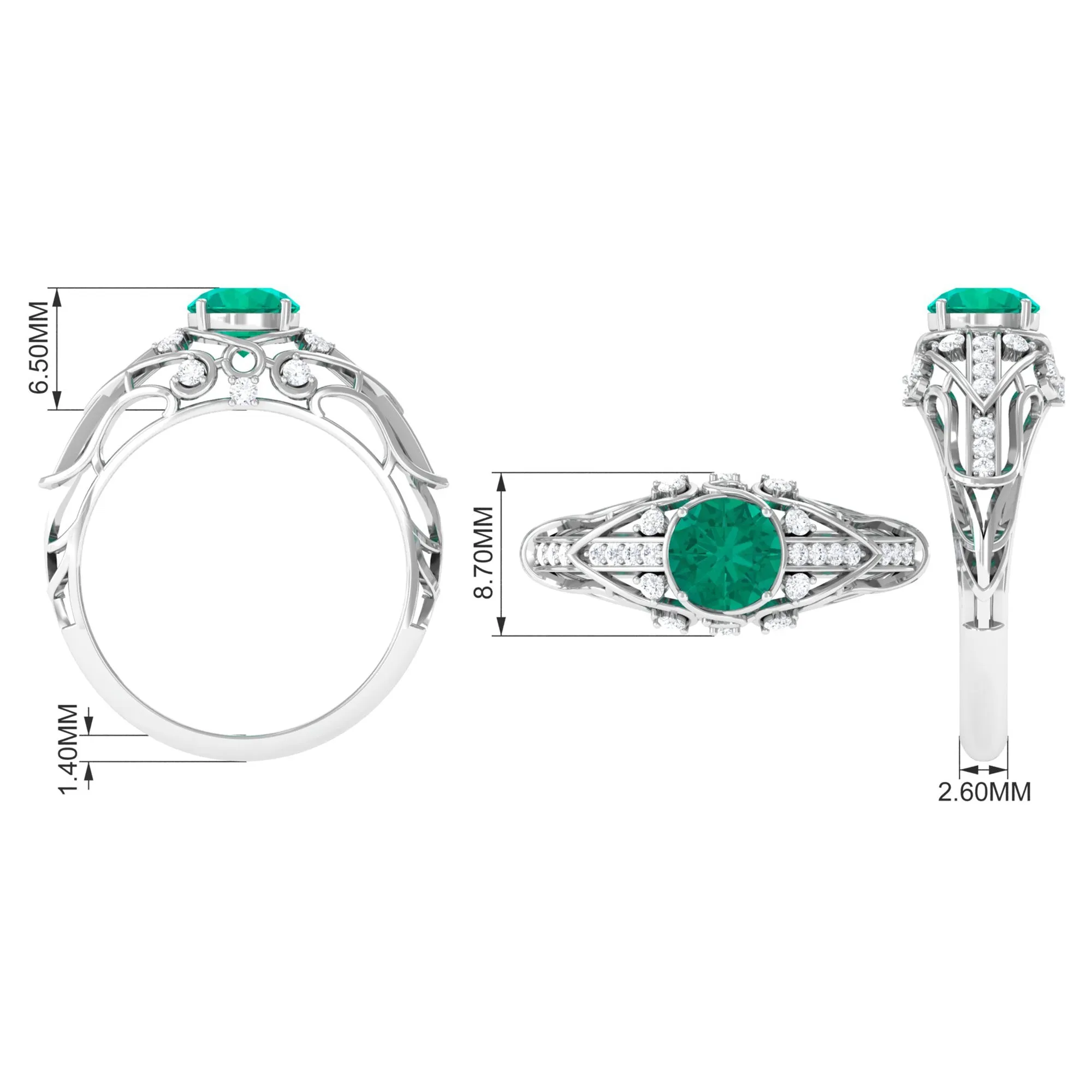 Vintage Emerald Engagement Ring with Diamond