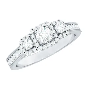 Vintage Style Moissanite 3 Stone Engagement Ring